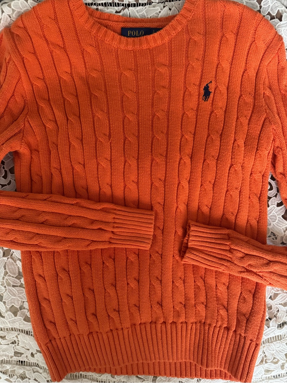Ralph Lauren Orange Cable Knit Pullover